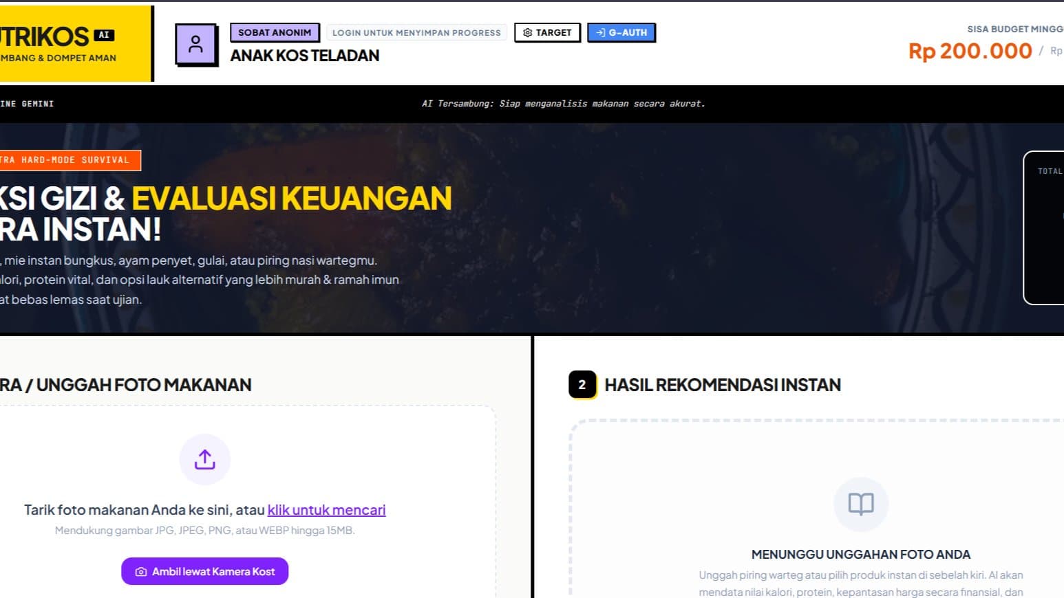 NutriKos AI: Penasihat Cerdas Makanan & Budget